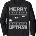 Merry Liftmas Chinook Helicopter Ugly Chinook Long Sleeve T-Shirts