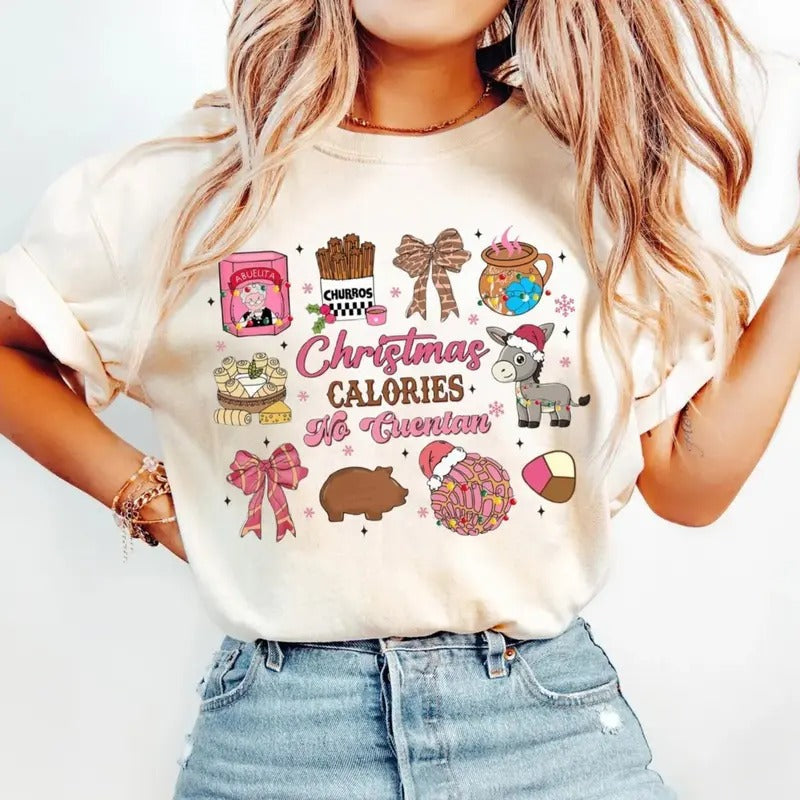Mexican Coquette Tis Season Shirt Pan Dulce Tree Pink Feliz Navidad Tamales T-Shirts