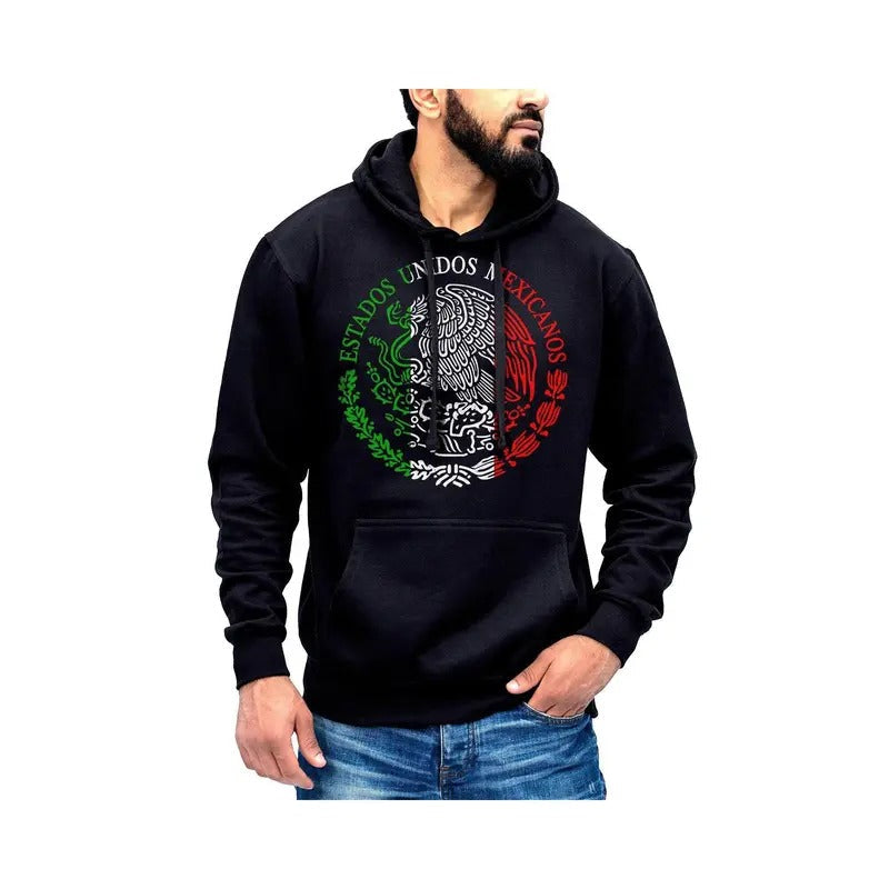 Mexico Coat Arms Sueter Con Capucha Y Escudo Nacional De Mexico Cotton Fabric T-Shirts