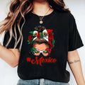 Mexico Messy Bun Shirt Mexican Flag Shirt Woman Cute Latina Mom Proud Mexican . Shirtslatinas T-Shirts