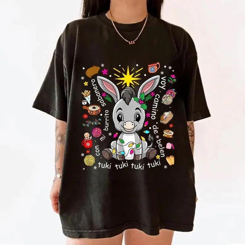 Mi Burrito Sabanero Mexican Feliz Navidad Coquette Tuki Tuki Donkey Latino Xmas T-Shirts
