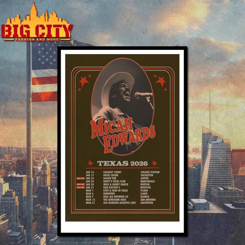 Micah Edwards Texas Tour 2026 Poster Shirt