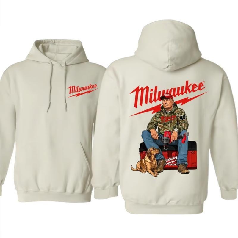 Milwaukeee Trump 47 Camo 2 Sides Fuel Hand Drill Dog Hunter T-Shirts