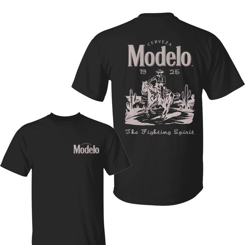 Modelo Fighting Spirit Vintage Cowboy Beer Western Cerveza Modelo Shirt T-Shirts