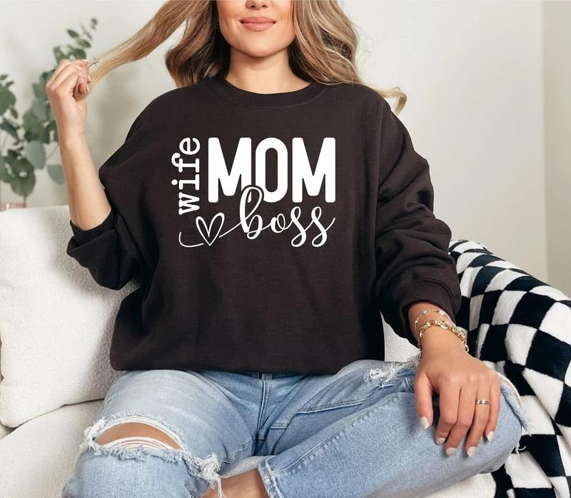Mom Wife Boss Mom Mom Shirts Mothers Days Shirt Mother Days Fit Womenswear T-Shirts