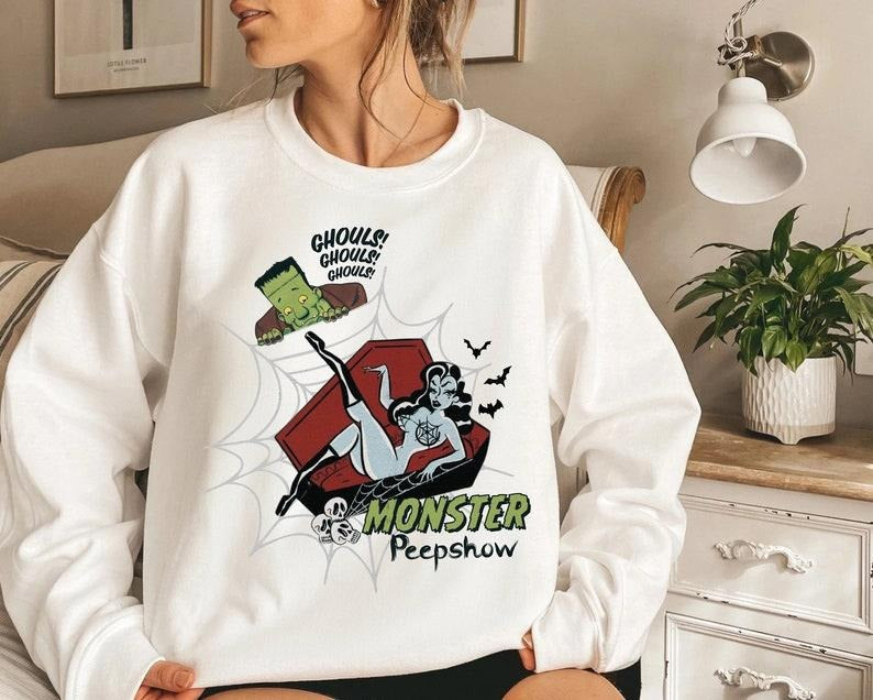 Monster Peepshow Top Best Selling 2024 Vintage Halloween Halloween Monsters Halloween Retro Halloween Spooky Season Top Best Selling 2024 T-Shirts