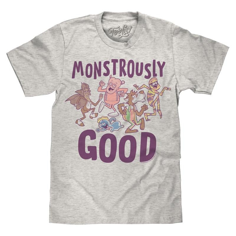 Monstrously Good General Mills Cereal Monster Cartoon Mascots Heather Oatmeal T-Shirts
