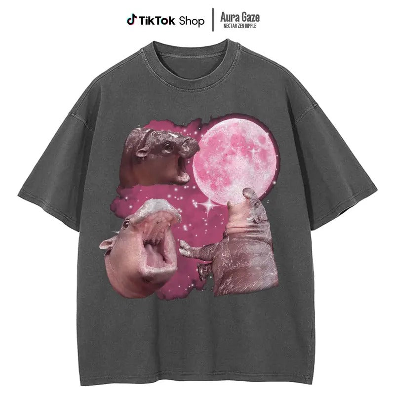 Moo Deng Bootleg Shirt Pygmy 90s Hippo Cute Moo Deng Shirt Funny Moo Deng Meme Shirt Funny Hippo Classic Cotton T-Shirts