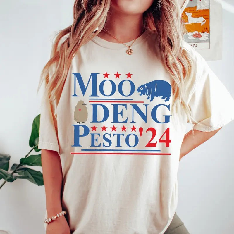 Moo Deng Pesto 2024 Funny Moo Deng Shirt Baby Pesto Penguin T-Shirts