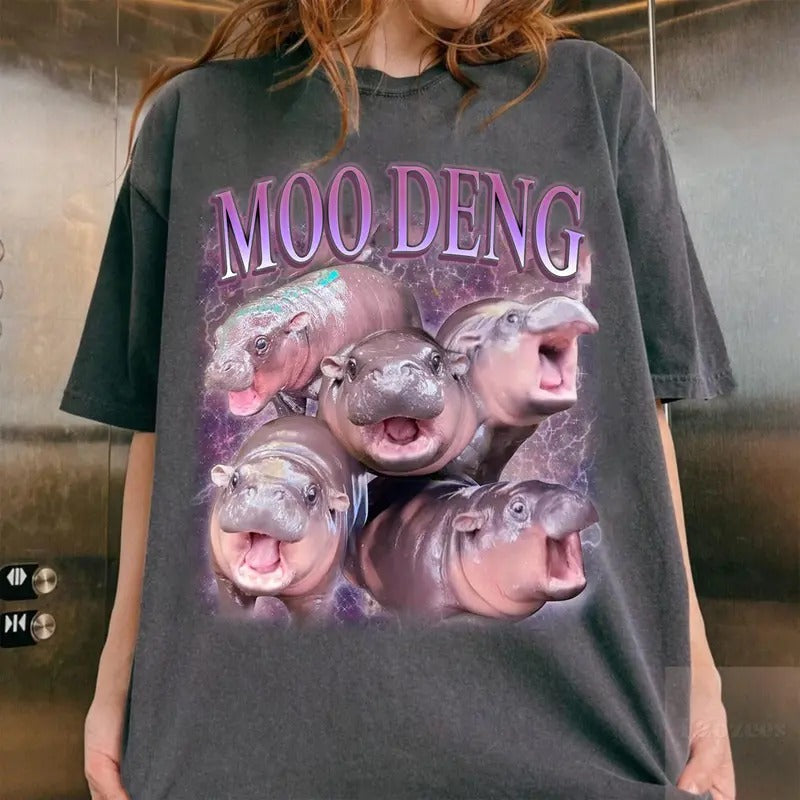 Moo Deng Shirt I Love Moo Deng Shirt Moo Deng Bootleg Rap Hippo Lover Cute Baby Hippo T-Shirts