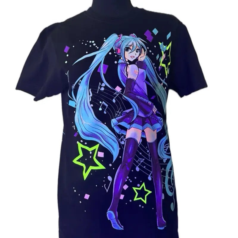 Moons Start Black Print Anime Character Top Womenswear T-Shirts