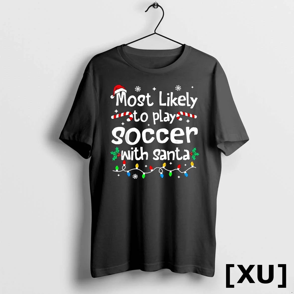 Most Likely To Play Soccer With Santa Christmas Matching Tshirts Sweater