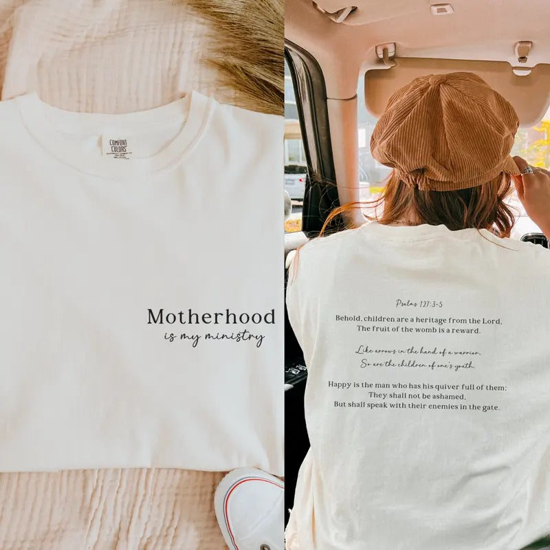 Motherhood Is My Ministry Homeschool Shirt Christian Homeschool Mom Cute Christian Christian Shirt Christian T-Shirts