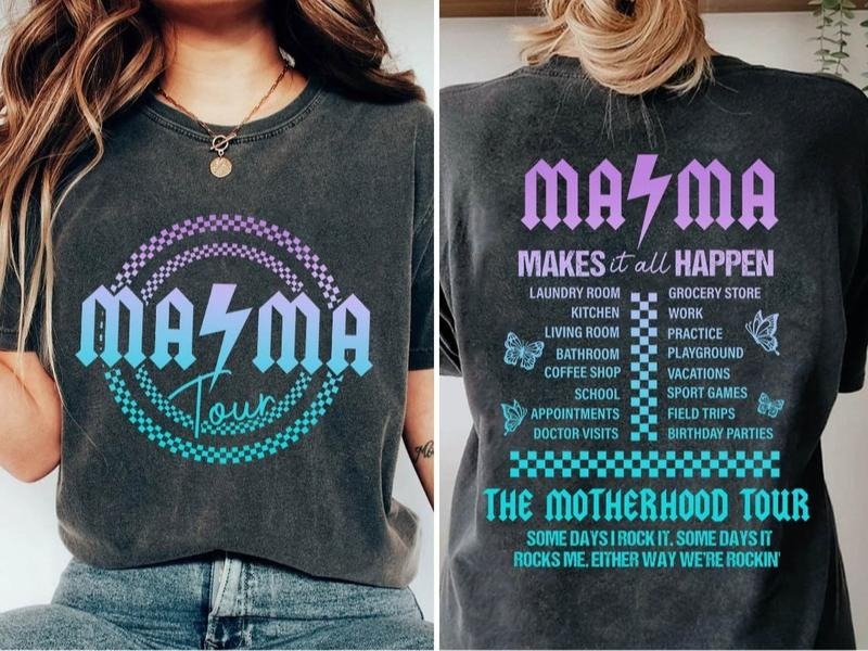 Motherhood Some Days I Rock 2 Sides Shirt Mama Lighting Bold Funny Tour Mama Skeleton Shirt T-Shirts