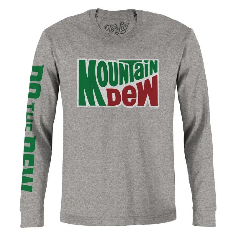 Mountain Dew Do Dew Sleeve Print Long Sleeve Gray T-Shirts