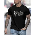 Musical Note Short Sleeve Comfy Stretchy Summer Casual Daily As Made USA T-Shirts