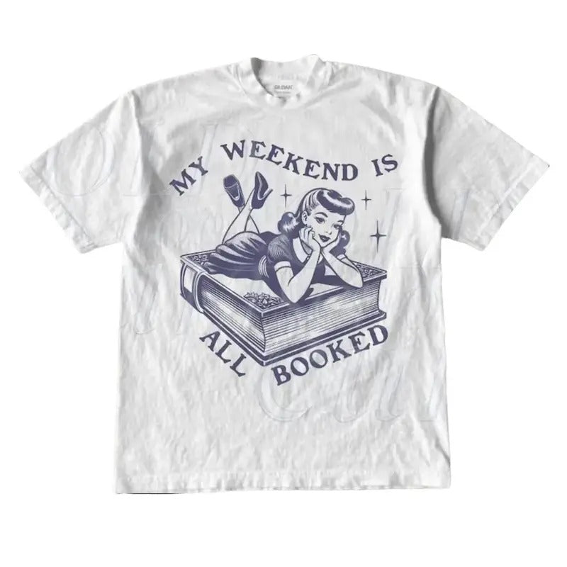 My Weekend Is All Booked Vintage Book Shirt Teacher Shirt 90s Menswear Top Womenswear Top T-Shirts