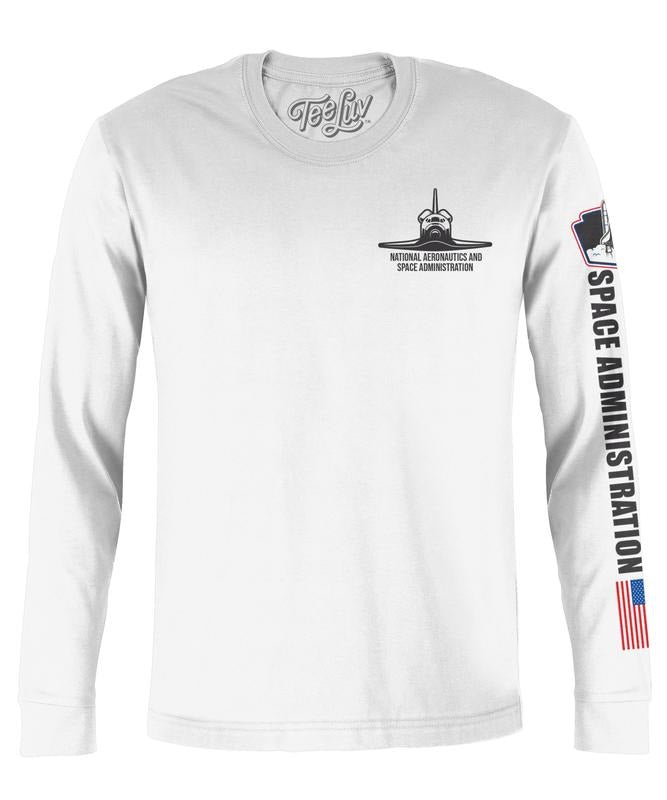 NASA Shuttle Long Sleeve White T-Shirts