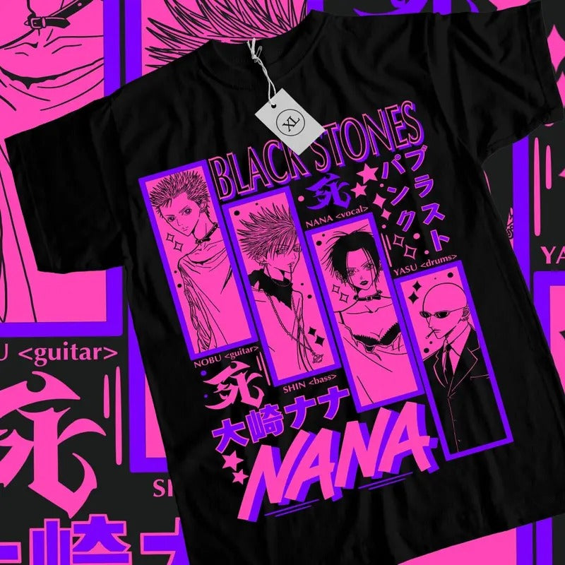 Nana Osaki S 4XL Black Stones Girl Kawaii Manga Anime Shirt S 4XL T-Shirts