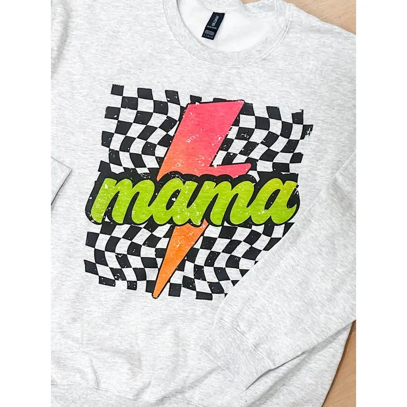 Neon Checkered Mama Top T-Shirts