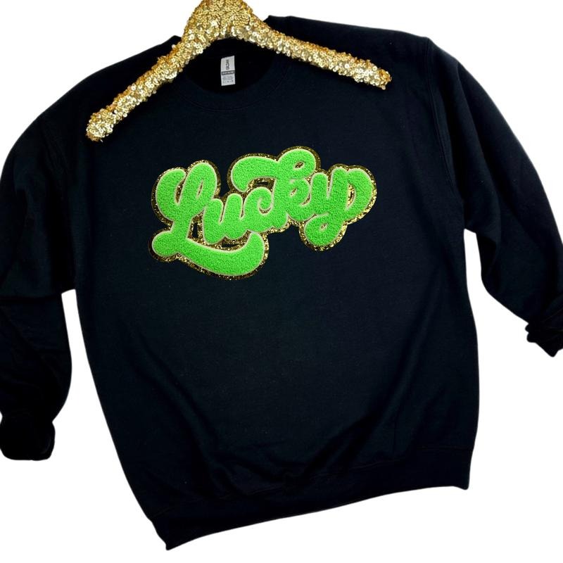 Neon Green Chenille Lucky Patch T-Shirts