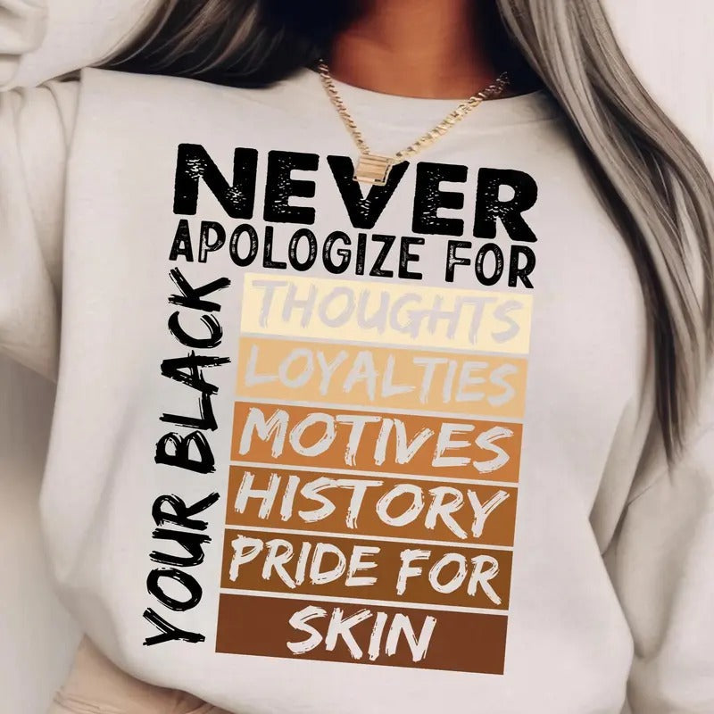 Never Apologize Black History Month African American Shirt Juneteenth T-Shirts