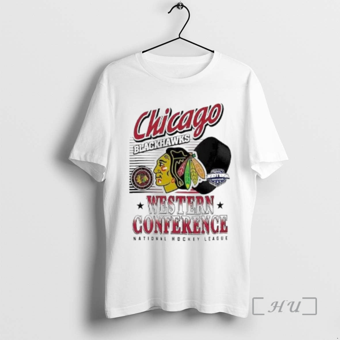 New Chicago Blackhawks Nhl Wastern Conference Logo Ball Circle White T-Shirts