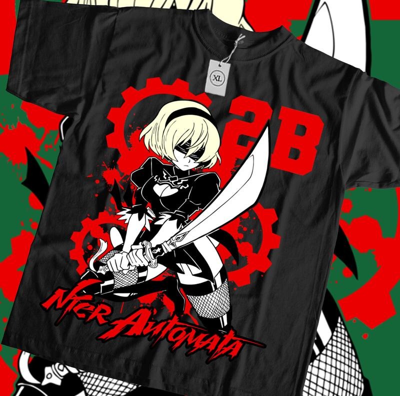 Nier Automata 2B YoRHa New S 4XL Girl Cyber Punk Waifu T-Shirts
