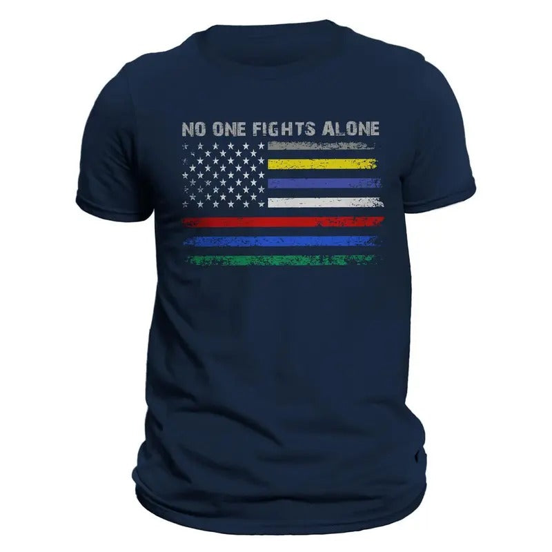No One Fights Alone First Responders Flag T-Shirts