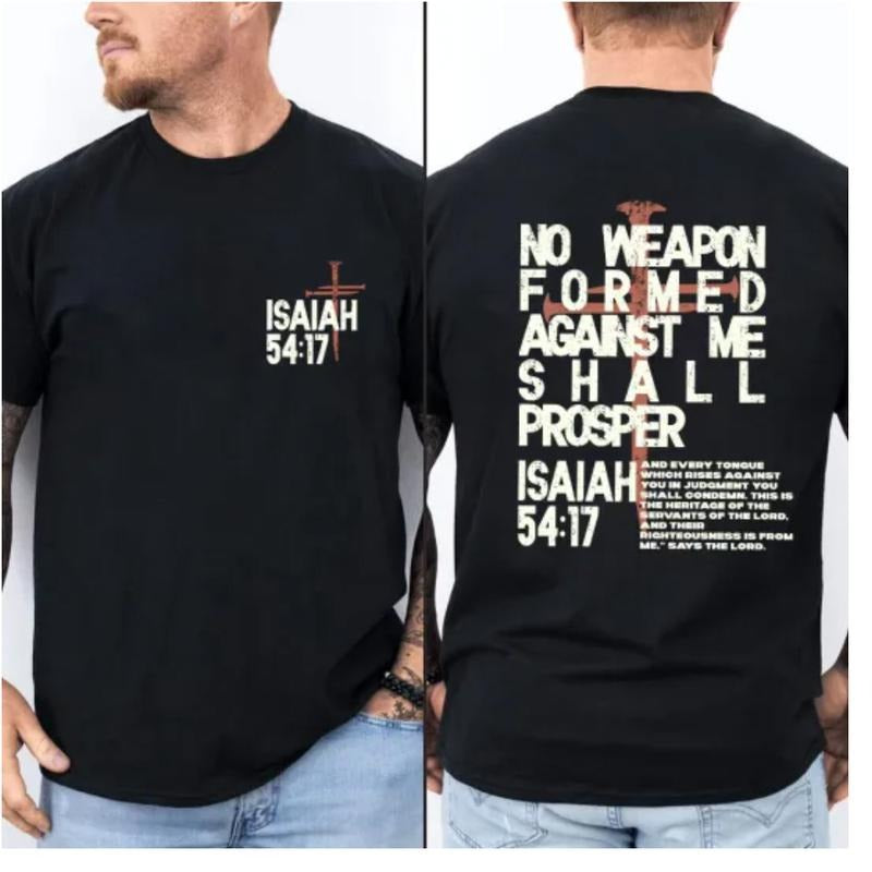 No Weapon Formed Against Me Shall Prosper Pure Cotton Casual Street Crew Neck Short Sleeve Tops T-Shirts
