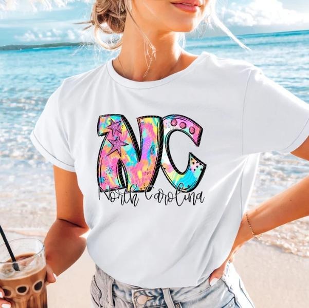 North Carolina Neon Splash DTF Transfers THIS IS NOT SHIRT T-Shirts