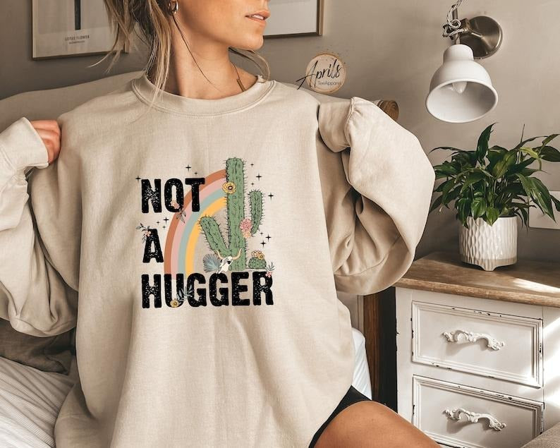 Not Hugger Cactus Funny Sarcastic Shirt Retro Valentine ; Cotton Womenswear T-Shirts