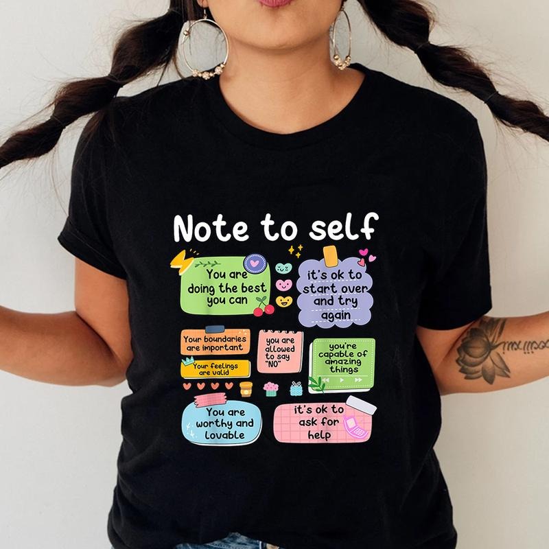 Note Self Pure Cotton Casual Street Crew Neck Short Sleeve Tops Perfect T-Shirts