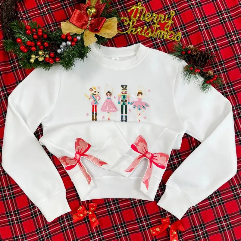 Nutcracker Ballet Side Bow Embroidery Merry Side Bow Embroidery Shirt T-Shirts