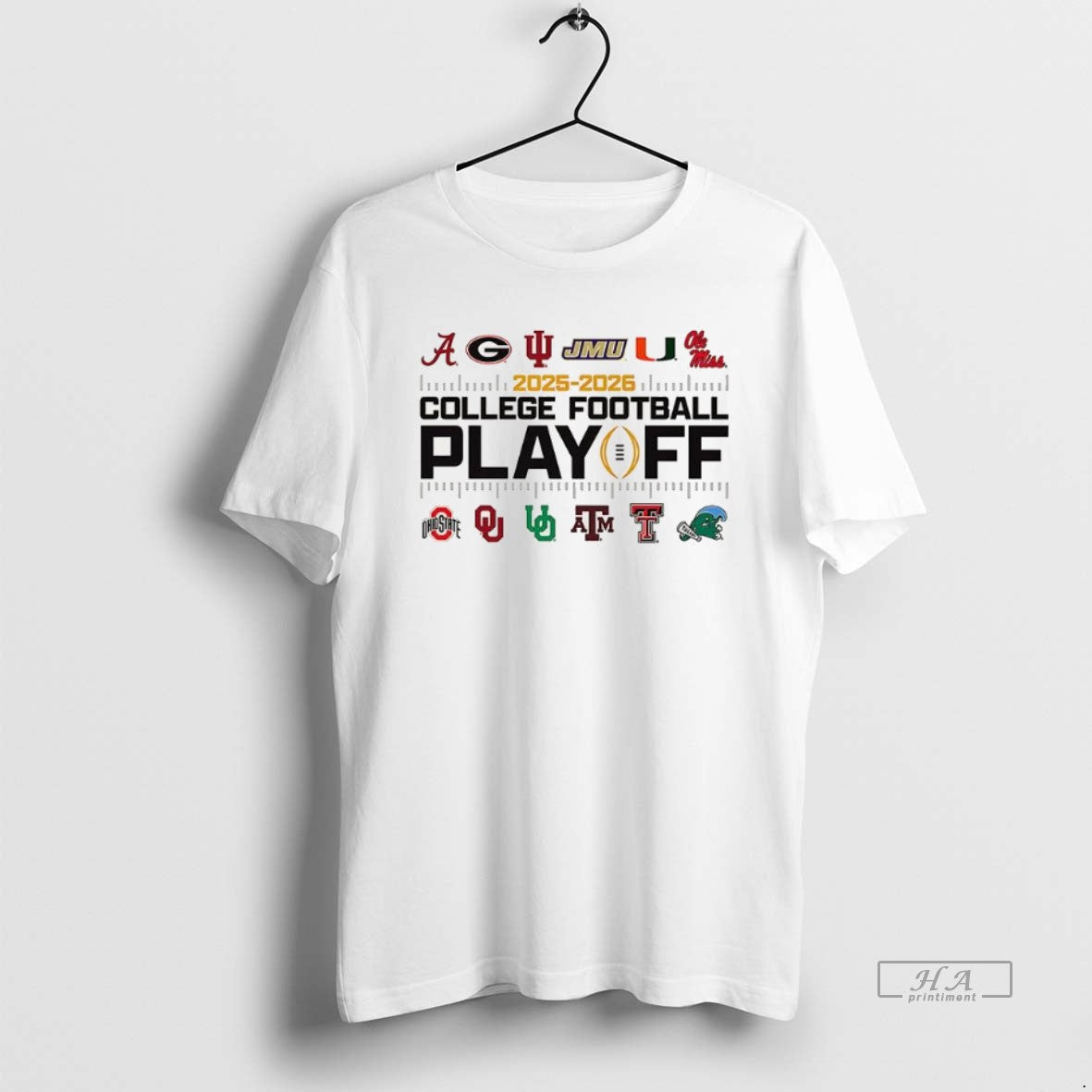 Official 2025 2026 College Football Playoff 12 Team Logo T-Shirts