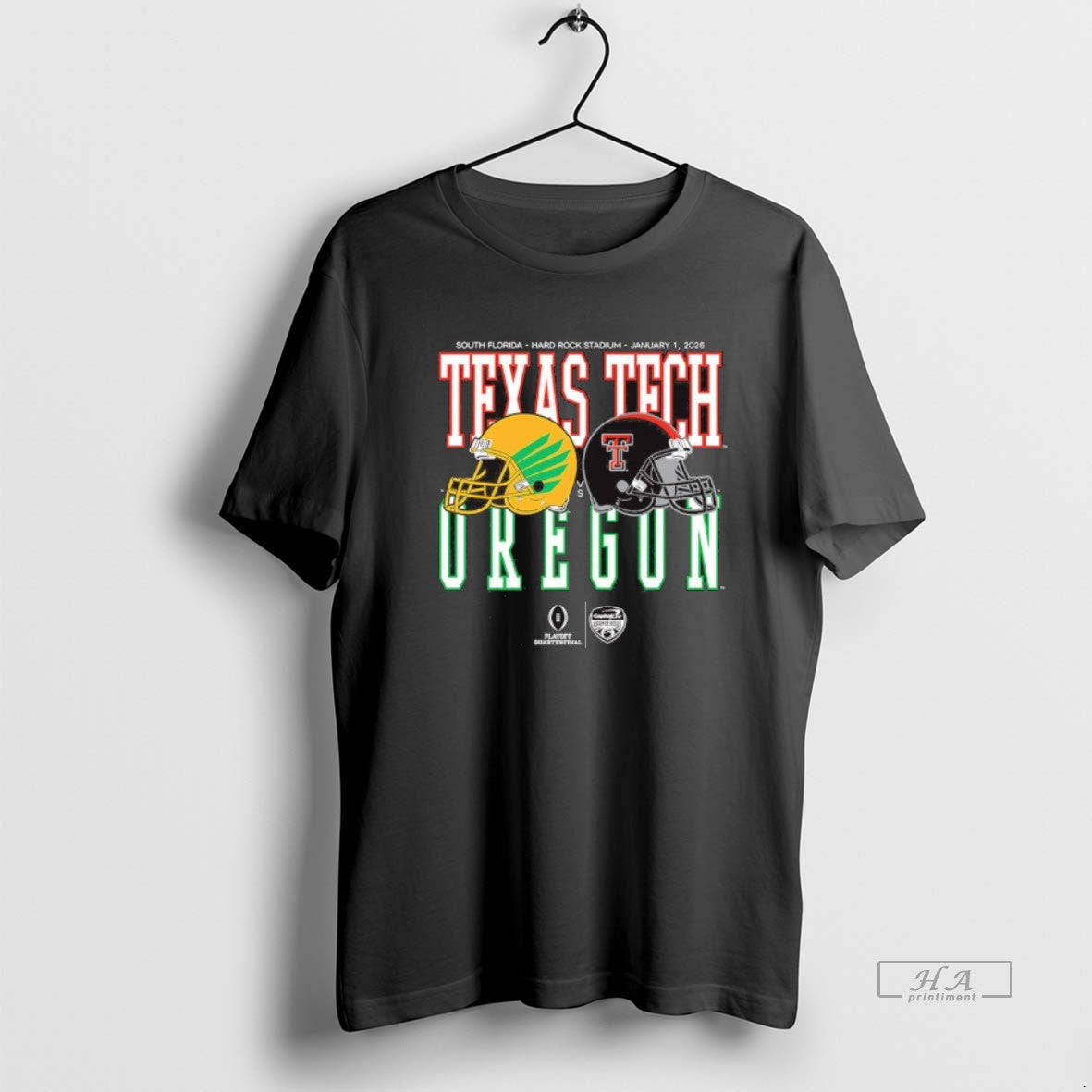 Official Capital One Orange Bowl January 1 2026 Oregon Vs Texas Tech Helmet Matchup T-Shirts
