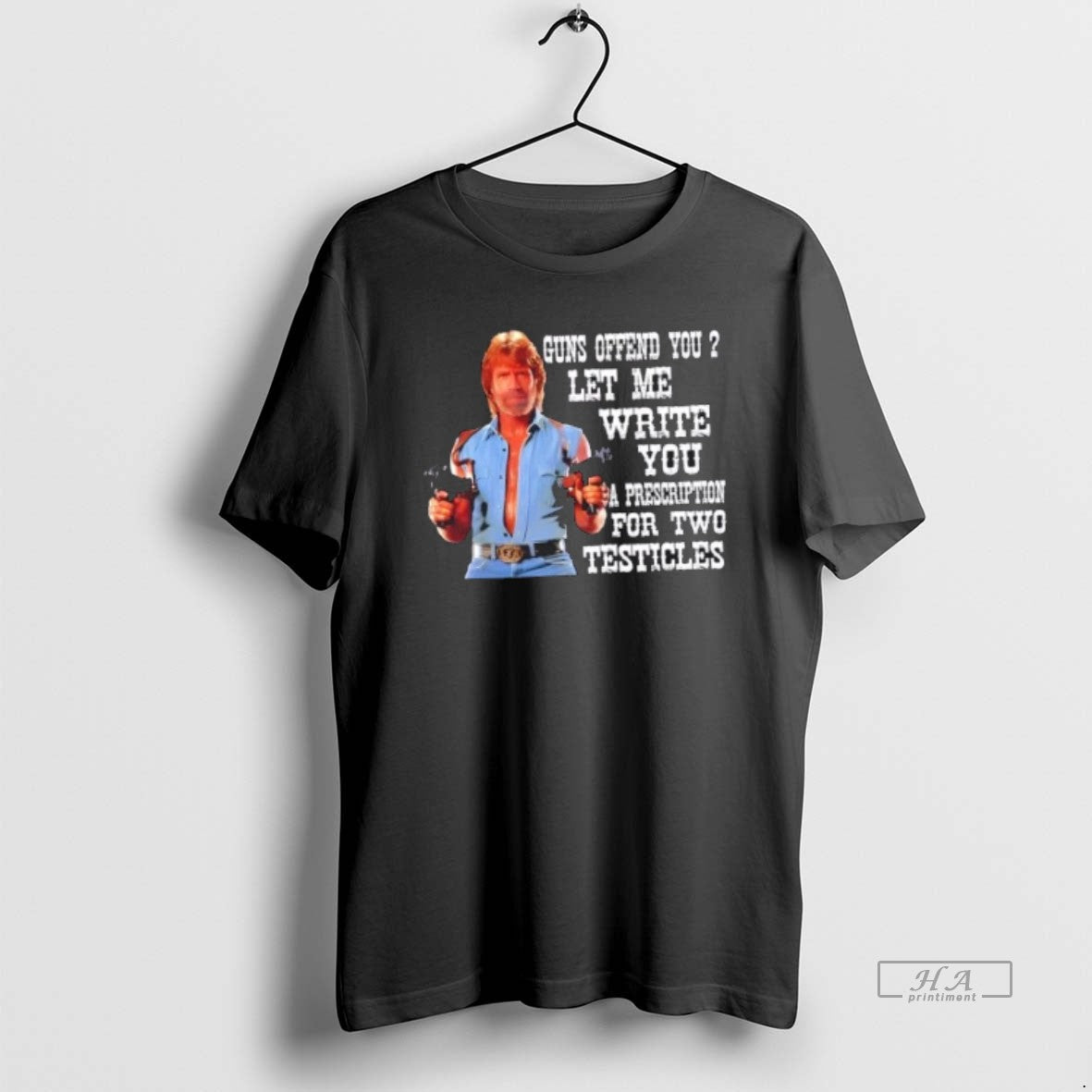 Official Chuck Norris Guns Offend You Let Me Write You Prescription Two Testicles T-Shirts