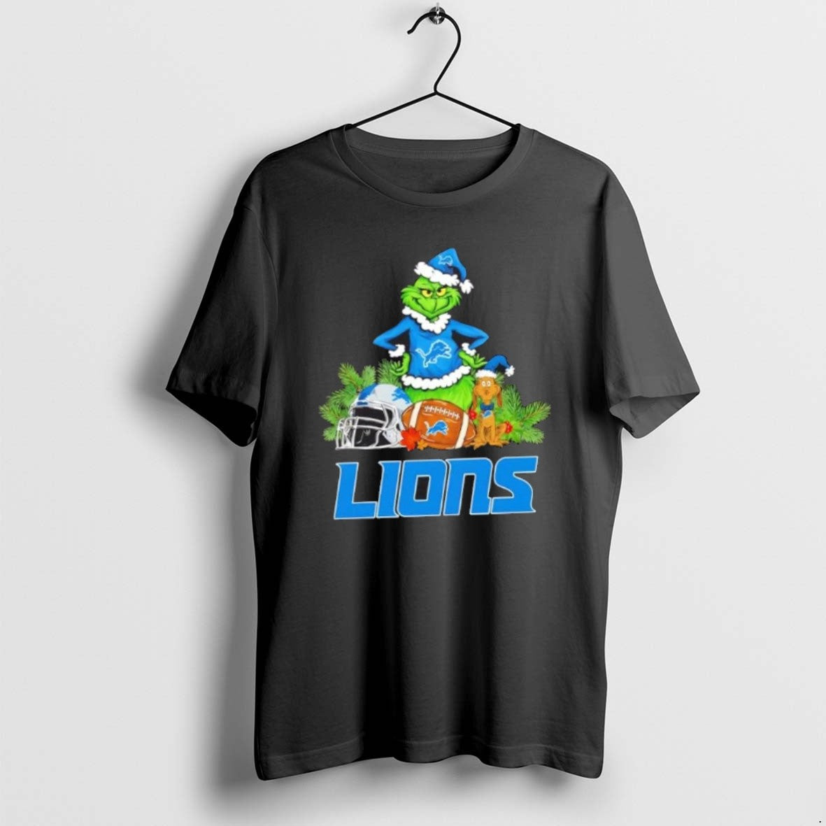 Official Detroit Lions Football X Grinch Max Dog Merry T-Shirts