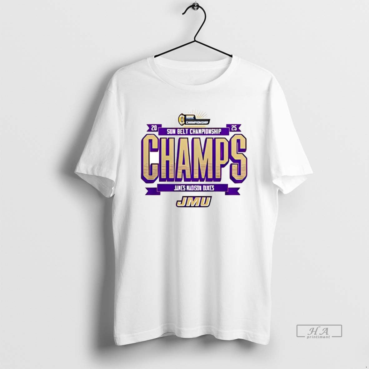 Official Jmu Football 2025 Sun Belt Championship 2 Sided T-Shirts