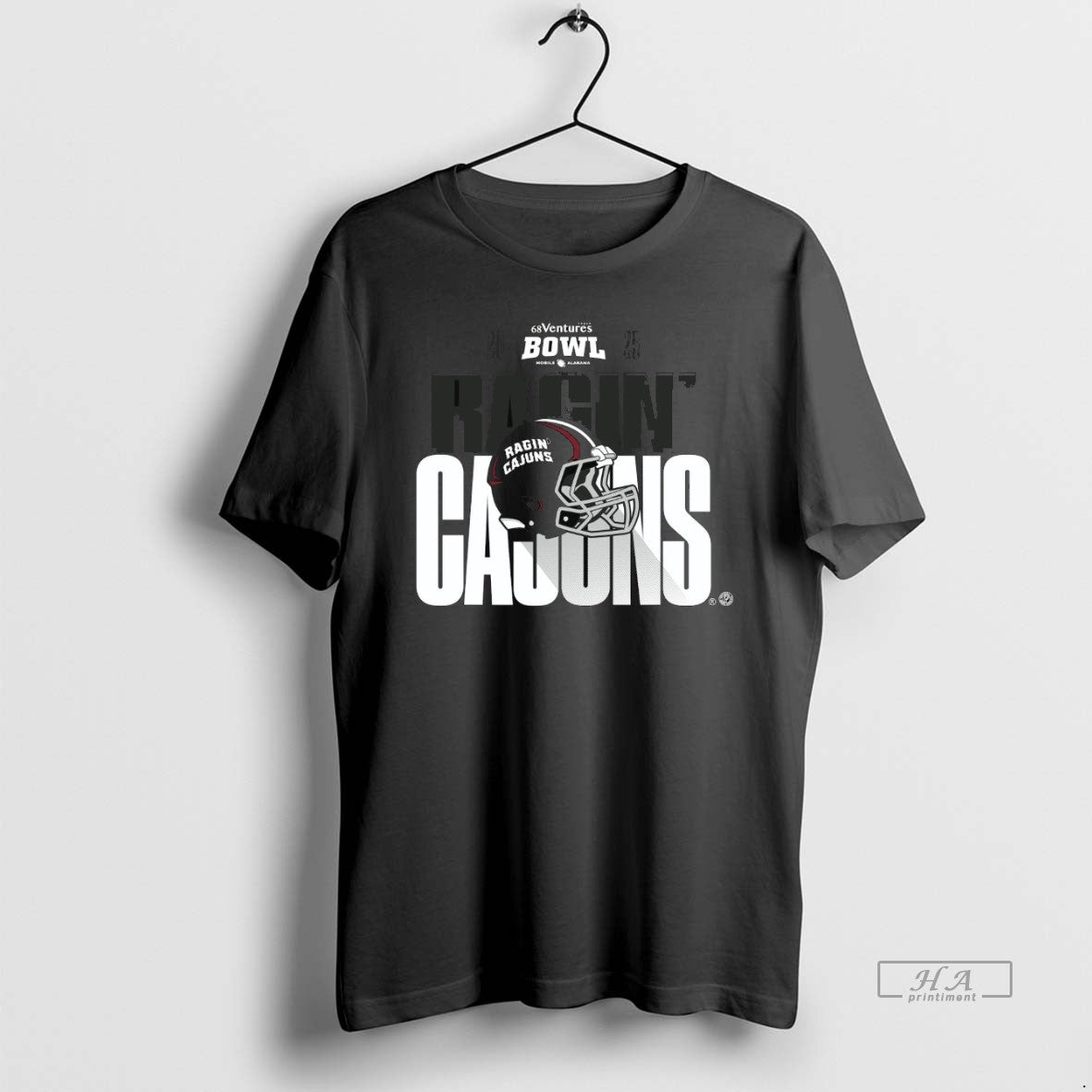 Official Louisiana Ragin Cajuns 2025 68 Ventures Bowl Helmet T-Shirts