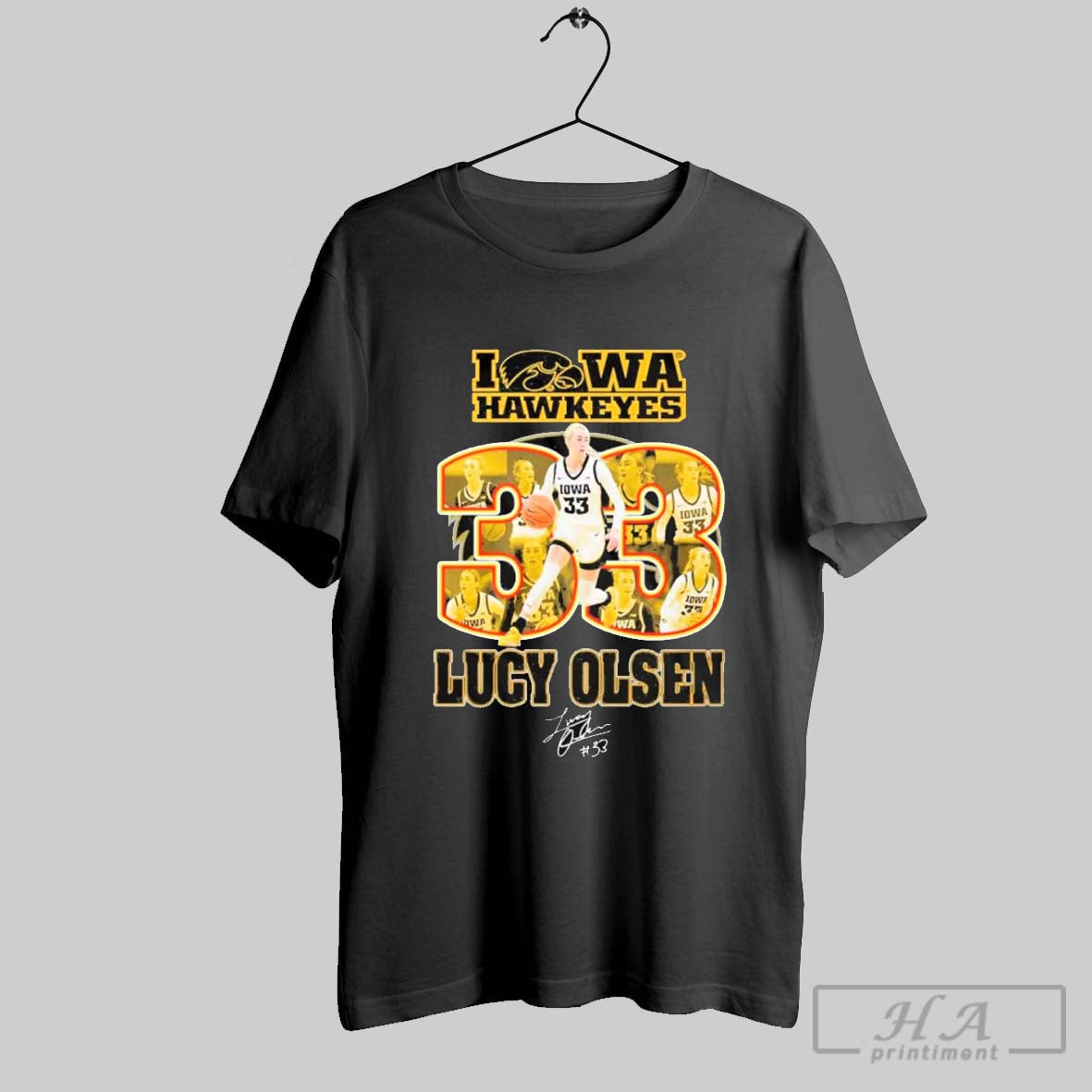 Official Lucy Olsen X Iowa Hawkeyes 33 Womens Basketball Number 33 And Signature
