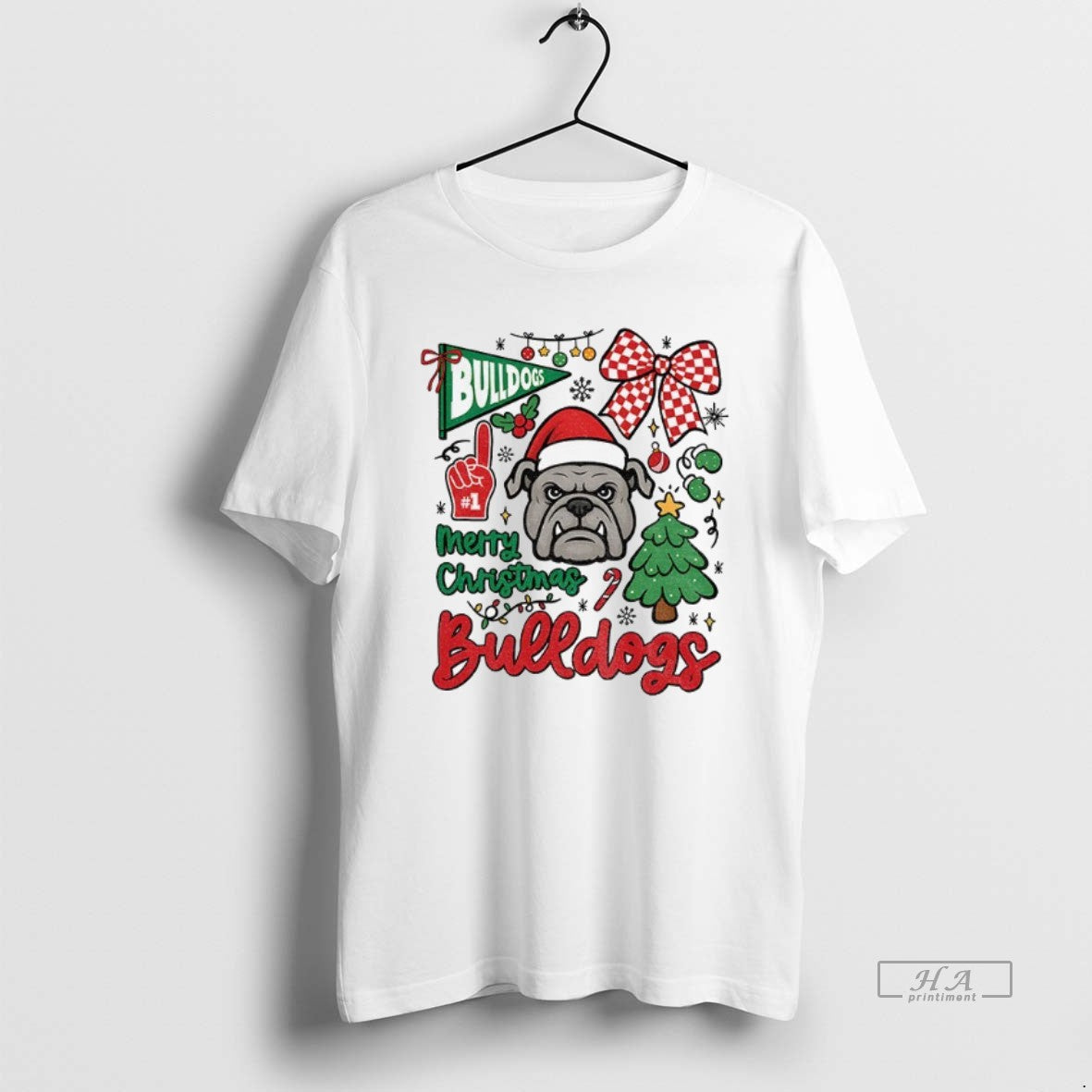 Official Merry Georgia Bulldogs Game Day Mascot Festive Checkerboard Bow T-Shirts