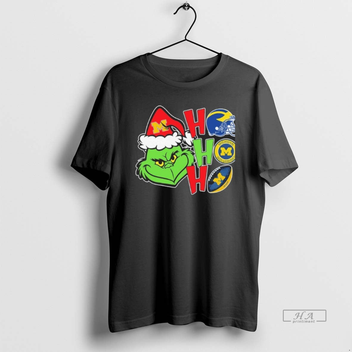 Official Michigan Grinch Ho Ho Ho Football T-Shirts