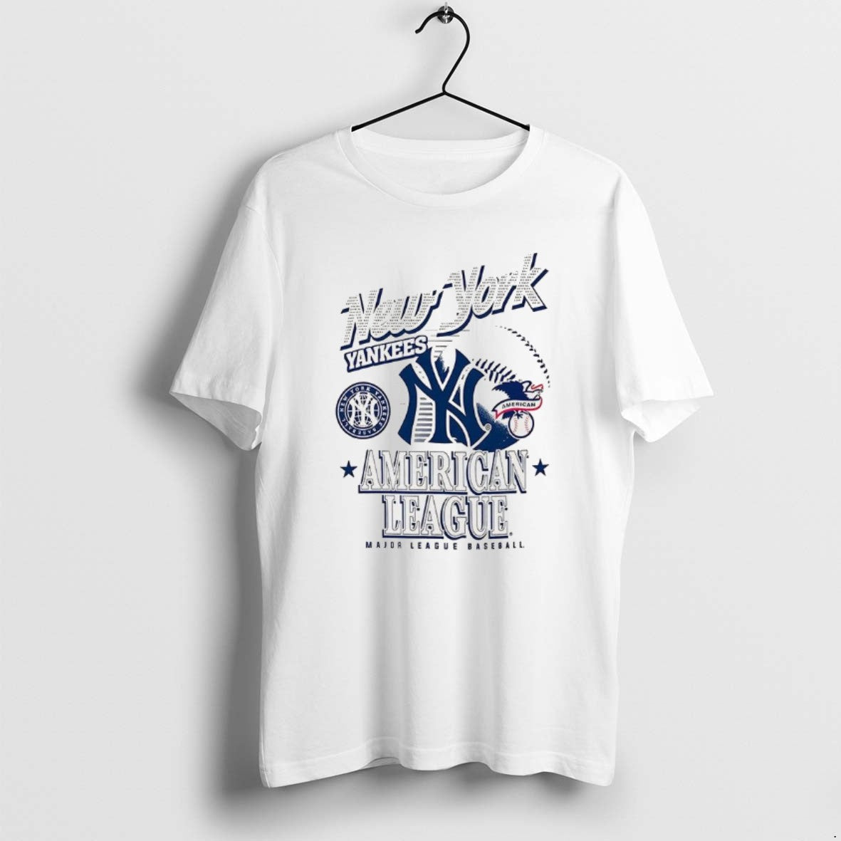 Official New York Yankees Mlb American National League Logo Ball Retro T-Shirts