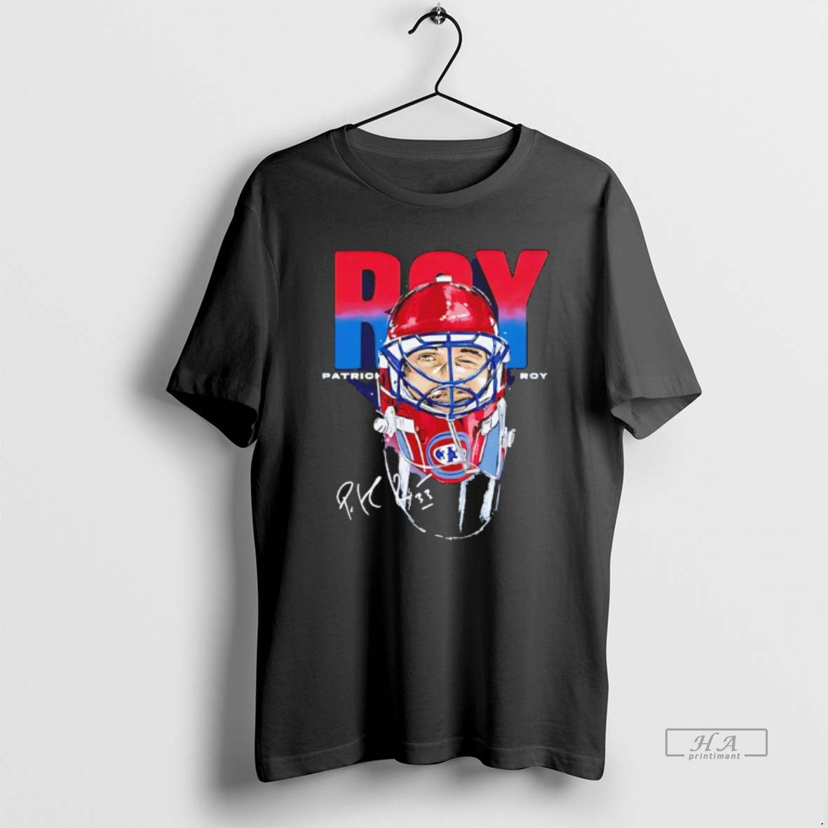 Official Patrick Roy Montreal Goalie Mask Signature Black T-Shirts