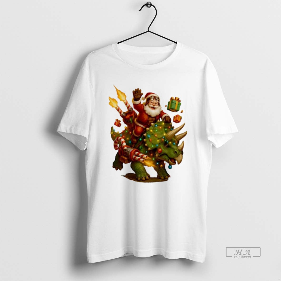 Official Rocket Triceratops Dinosaur Santa T-Shirts