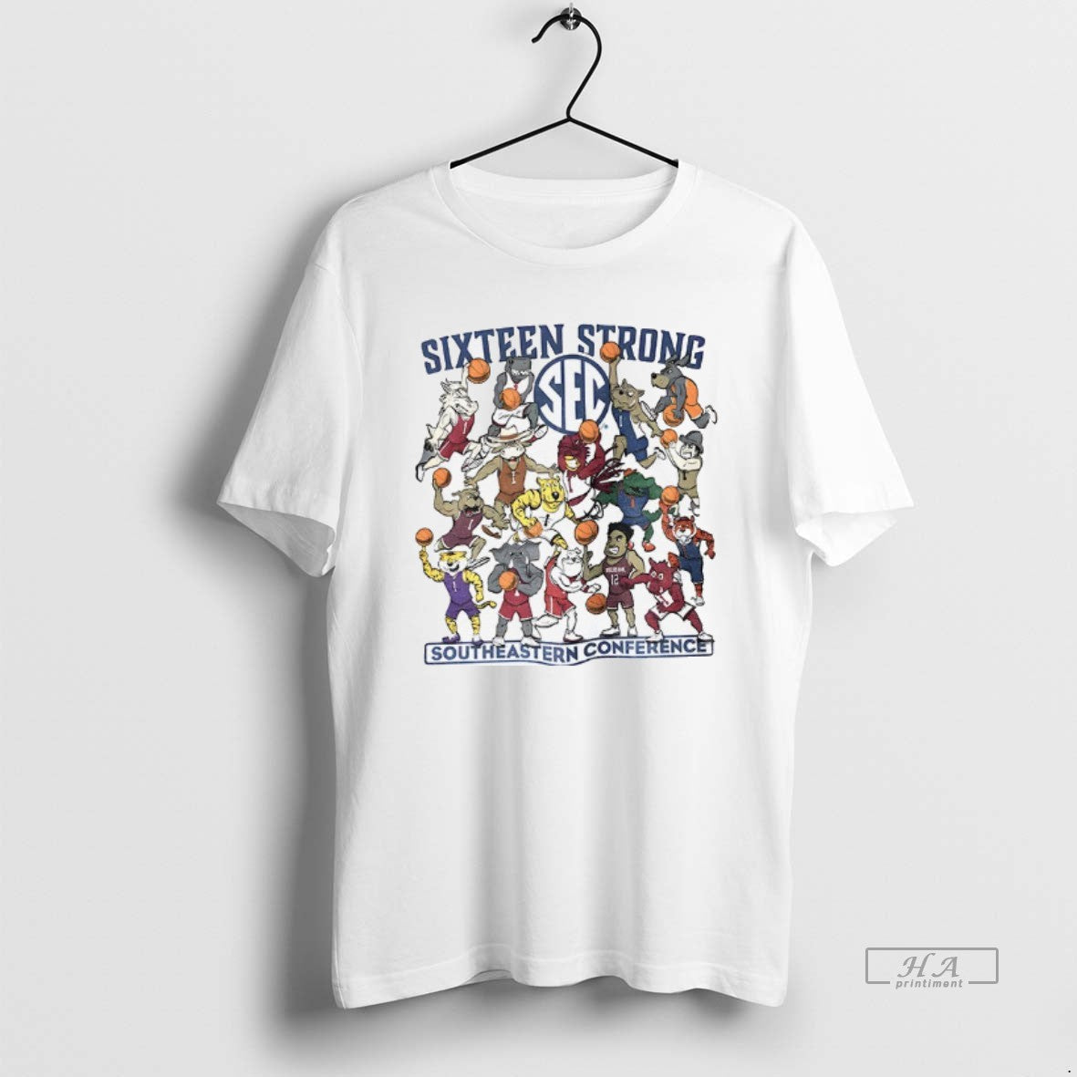 Official Southeastern Conference Sixteen Strong Basketball Sec Mascots T-Shirts