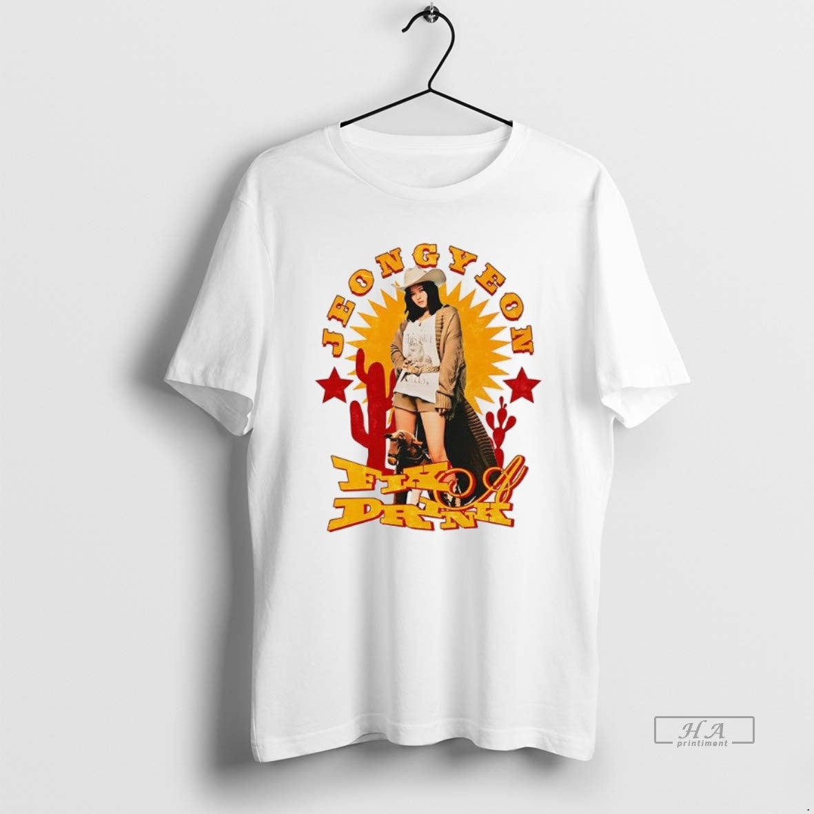Official Twice Jeongyeon Fix Drink Cowgirl Vintage T-Shirts