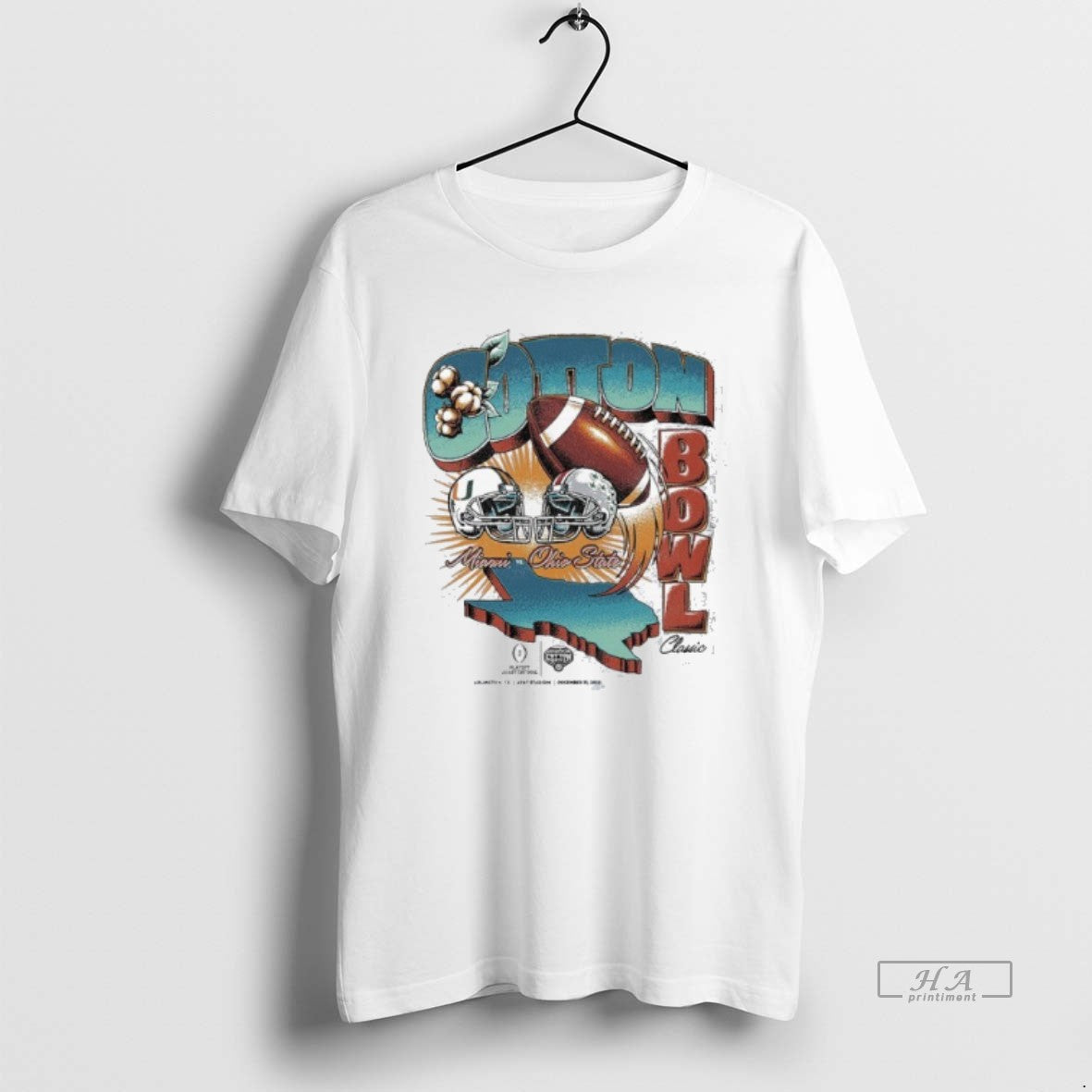 Official Texas Map Cotton Bowl Classic 2025 Miami Vs Ohio State Vintage Matchup T-Shirts
