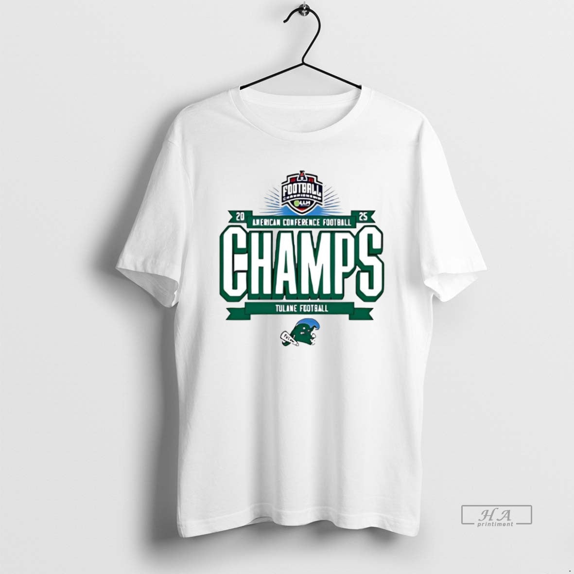 Official Tulane Green Wave 2025 American Championship 2 Sided T-Shirts